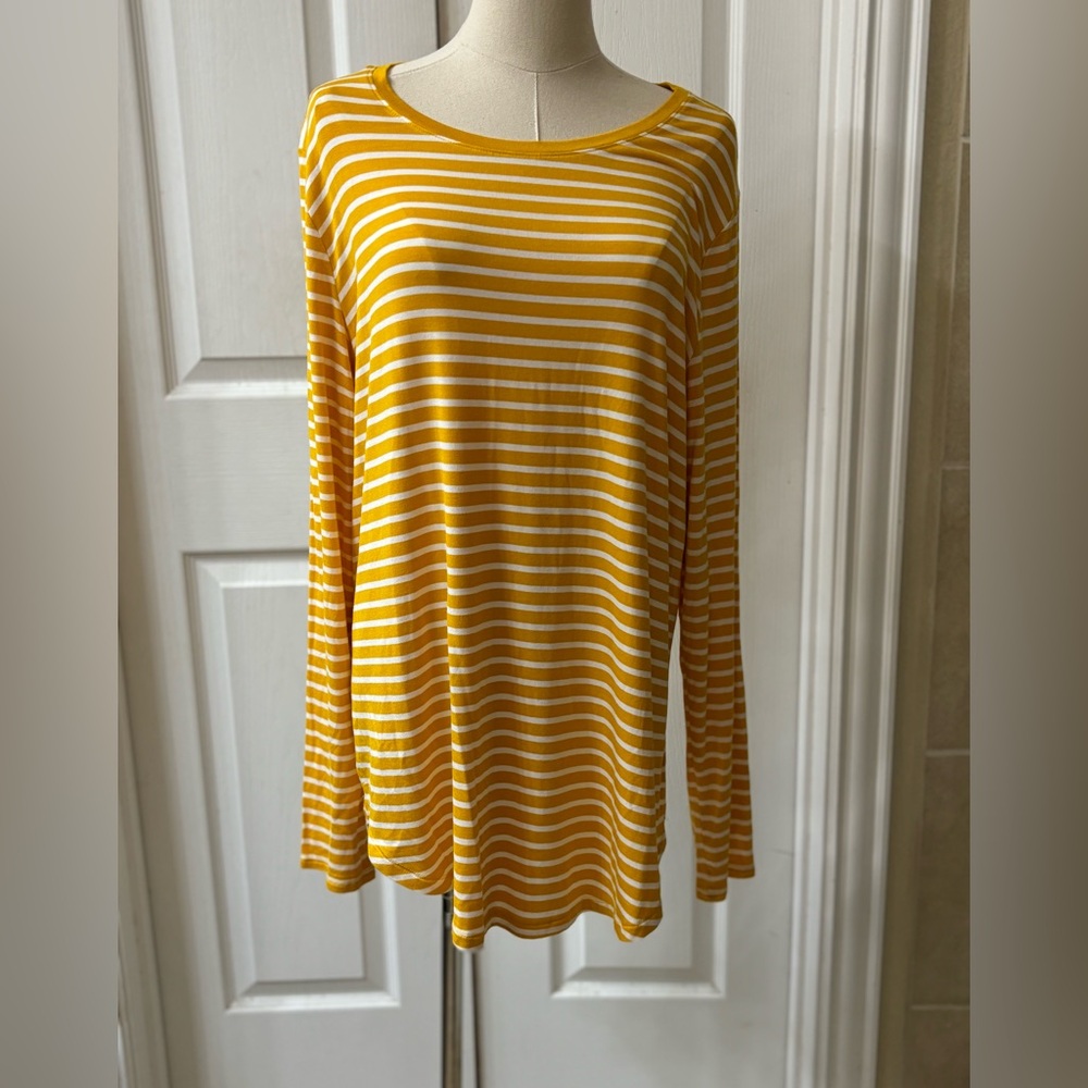 Old Navy Mustard Yellow and White Stripe Tunic Top
